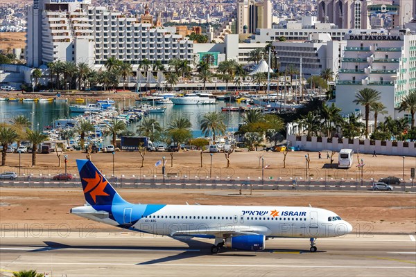 An Israir Airbus A320 with registration number 4X-ABG at Eilat Airport