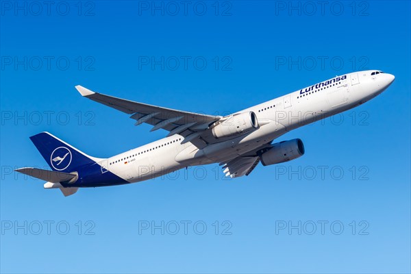 A Lufthansa Airbus A330-300 with the registration D-AIKD at Frankfurt Airport