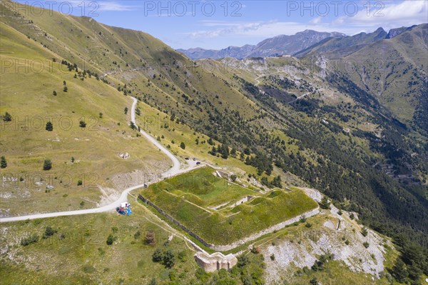 Aerial view fortress Fort de la Marguerie located at an altitude of 1849 meters