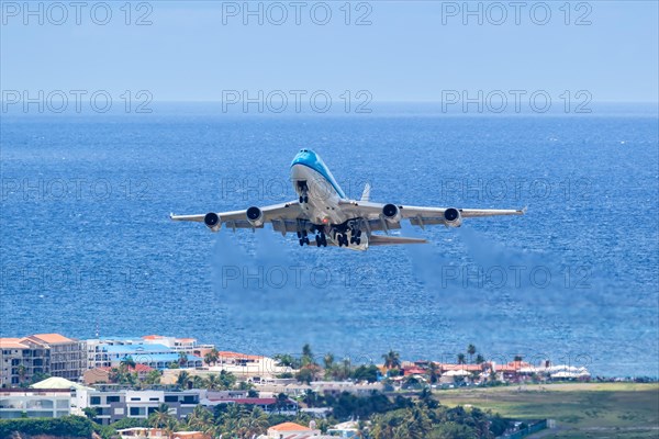 A KLM Asia Boeing 747-400 with the registration PH-BFY at Sint Maarten airport