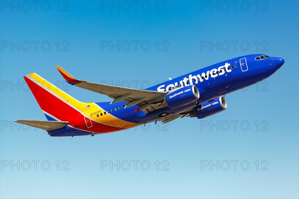 A Southwest Airlines Boeing 737-700 aircraft with registration number N715SW at Phoenix Airport