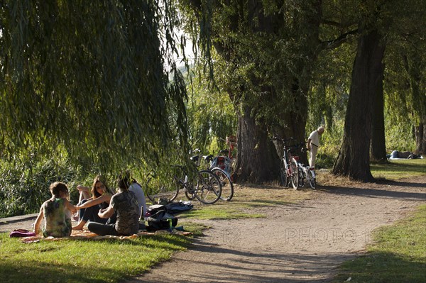 People at lake Alster in Hamburg