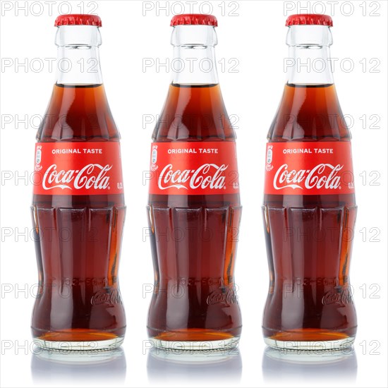 Coca Cola Coca-Cola lemonade soft drink drinks bottles cutout on white background