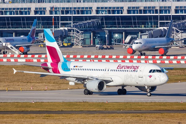 A Eurowings Airbus A320 with registration D-ABHF at Stuttgart Airport