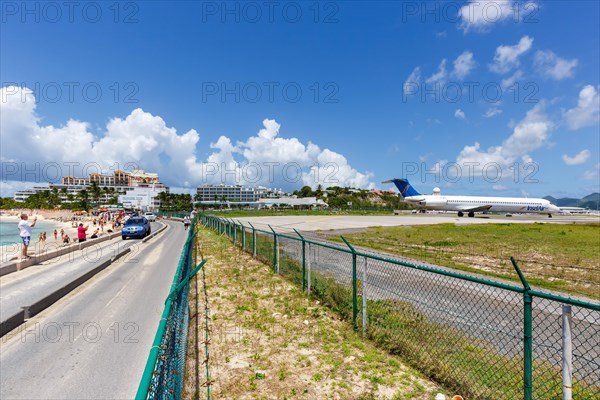 A McDonnell Douglas MD-83 of Insel Air with the registration PJ-MDF at the airport of St. Maarten