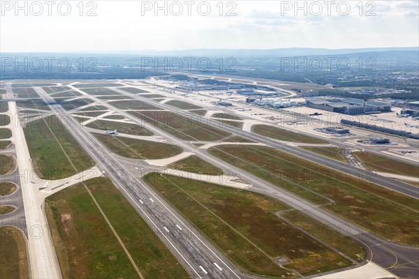 Aerial view Frankfurt FRA Airport in Frankfurt