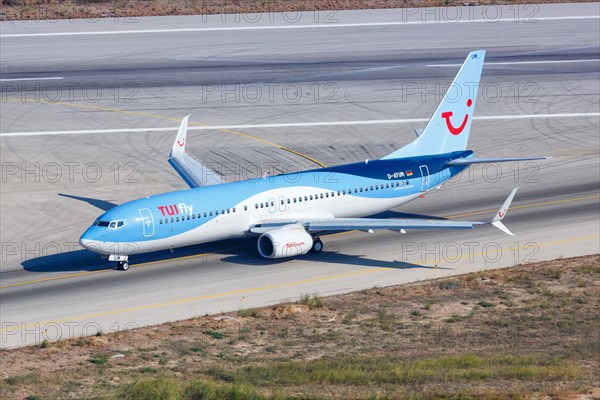 A TUIfly Boeing 737-800 with registration D-ATUM at Rhodes Airport