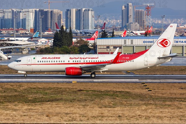 An Air Algerie Boeing 737-800 with registration number 7T-VKB at Istanbul Ataturk Airport