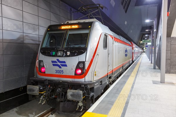 Bombardier locomotive in Jerusalem Yitzhak Navon train station