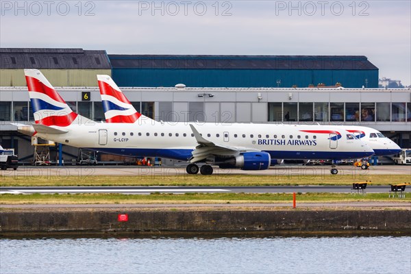 A British Airways BA CityFlyer Embraer 190 with registration G-LCYP at London City Airport