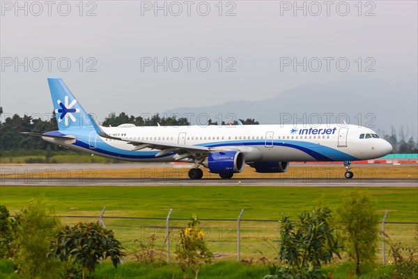 An Airbus A321neo aircraft of Interjet with the registration XA-NEO at Bogota airport