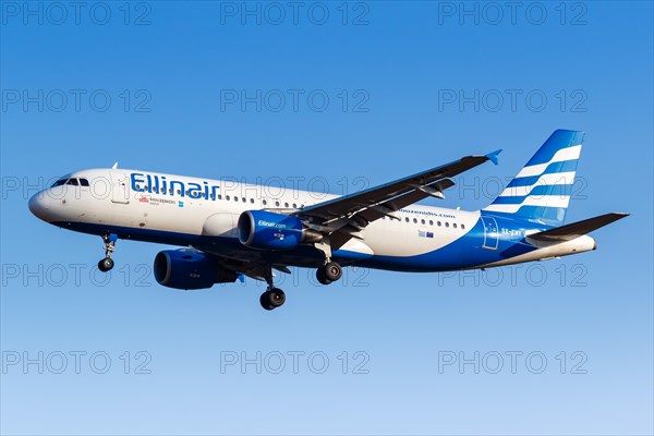 An Airbus A320 aircraft of Ellinair with registration number SX-EMY at Athens Airport