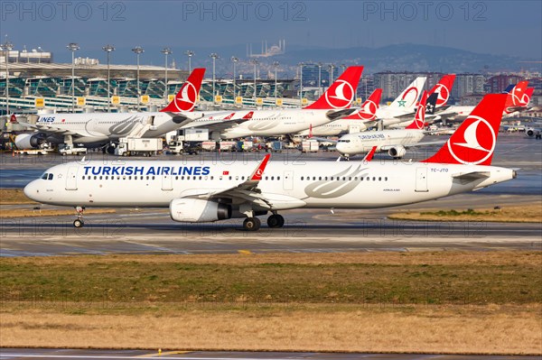 An Airbus A321 aircraft of Turkish Airlines with registration number TC-JTO at Istanbul airport