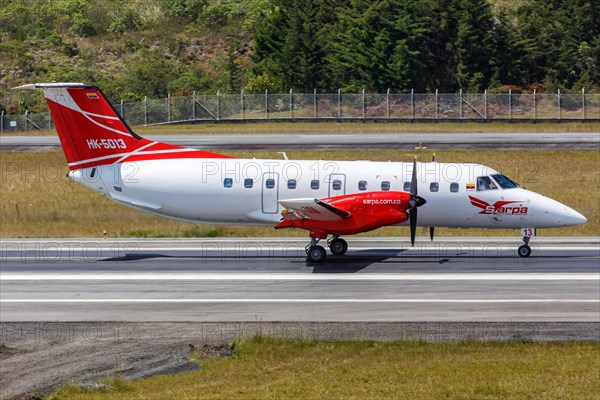 An Embraer EMB-120RT Brasilia aircraft of Sarpa with registration HK-5013 at Medellin Rionegro Airport