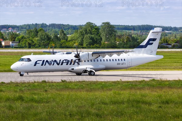 An ATR-72-500 aircraft of Finnair with registration OH-ATI at Gdansk Lech Walesa Airport Gdansk