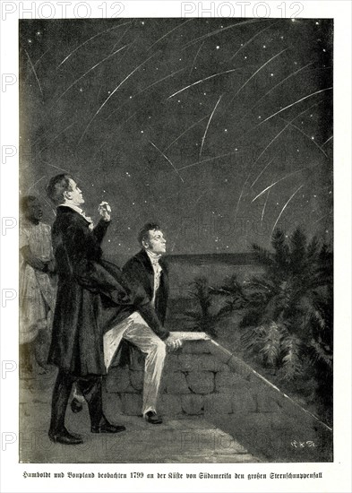 Alexander von Humboldt and Aimee Bonpland observe the great falling star on the coast of South America in 1799