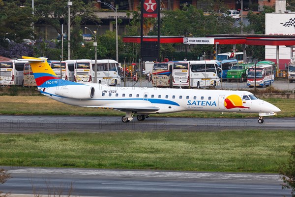 A Satena Embraer 145 aircraft with registration number HK-4525 at Medellin Airport