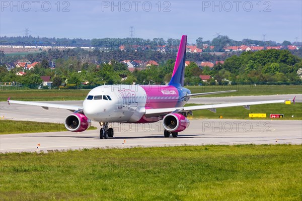 An Airbus A320 aircraft of Wizzair with registration number HA-LWN at Gdansk Lech Walesa Airport Gdansk
