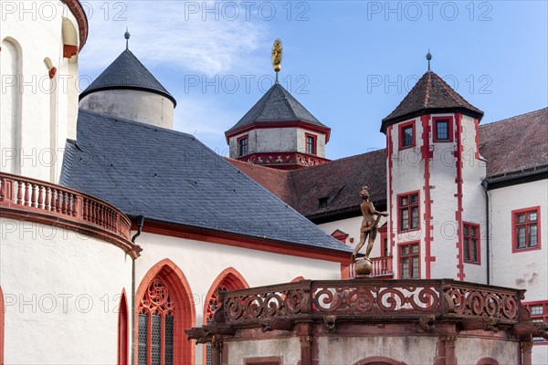 Inner courtyard of Marienberg Fortress with St. Mary's Church