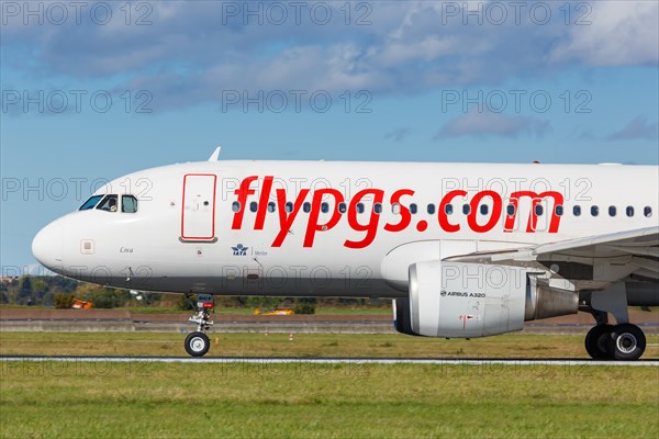 A Pegasus Airbus A320 with registration TC-DCF at Stuttgart Airport