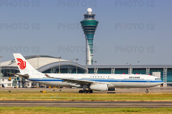 An Air China Airbus A330-300 aircraft with registration number B-6512 at Guangzhou Airport