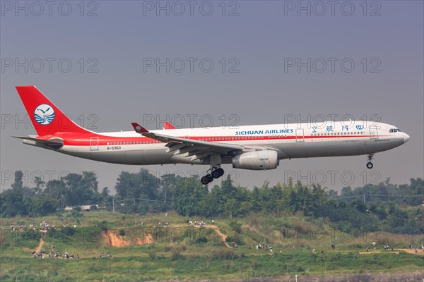 An Airbus A330-300 aircraft of Sichuan Airlines with registration number B-5960 at Chengdu airport