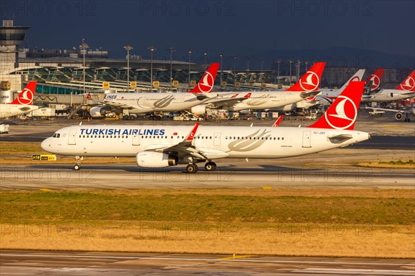 An Airbus A321 aircraft of Turkish Airlines with registration TC-JSV at Istanbul airport