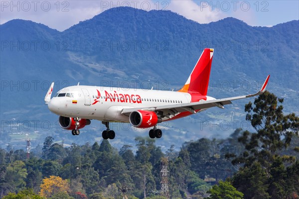 An Avianca Airbus A319 aircraft with registration N753AV lands at Medellin Rionegro airport