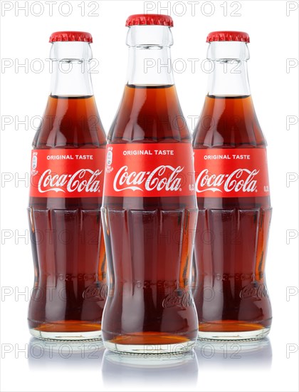 Coca Cola Coca-Cola soft drink beverage bottle cropped isolated against a white background in Germany