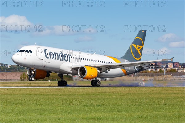 A Condor Airbus A320 with the registration D-AICI at Stuttgart Airport