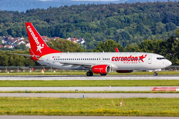 A Boeing 737-800 aircraft of Corendon Airlines with registration TC-COE at Stuttgart Airport