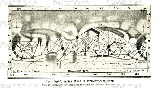 Map of the planet Mars in Mercator--Projection