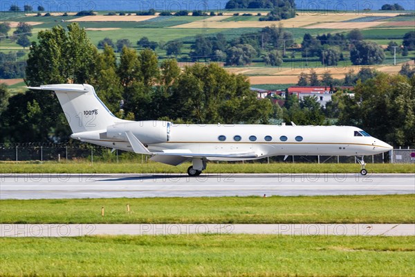 A Gulfstream C-37A aircraft of the United States Air Force USAF with registration number 01-0076 at Stuttgart Airport