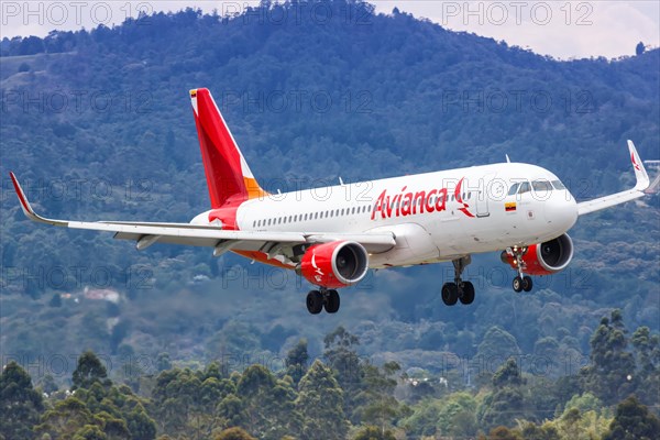 An Avianca Airbus A320 aircraft with registration N728AV lands at Medellin Rionegro airport