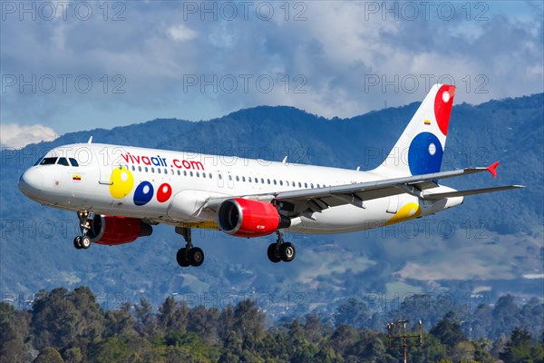 A Vivaair Airbus A320 aircraft with registration HK-5051 lands at Medellin Rionegro Airport