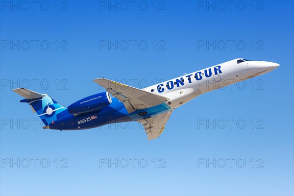 An Embraer ERJ 135LR aircraft of Contour Airlines with registration N16525 takes off from Phoenix Airport