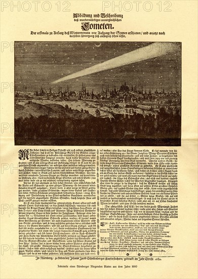 Facsimile of a Nuremberg flyleaf from 1680 on the appearance of a comet