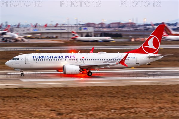 A Turkish Airlines Boeing 737-8 MAX aircraft