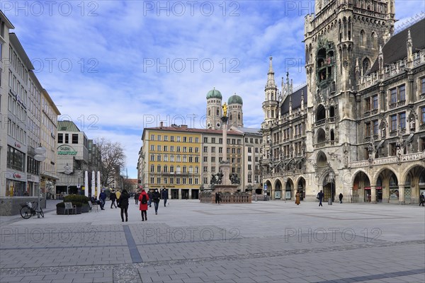 Almost deserted Marienplatz at noon