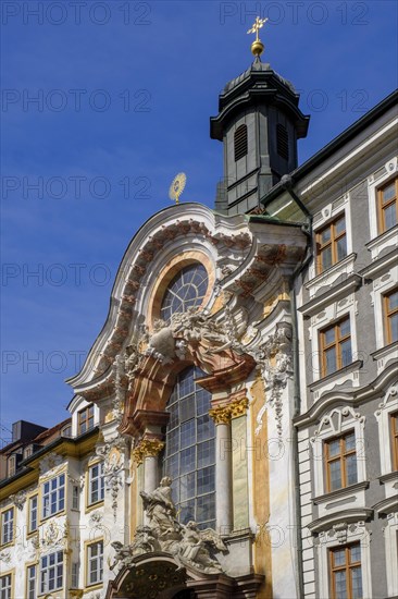 Facades Asam House and late Baroque Asam Church