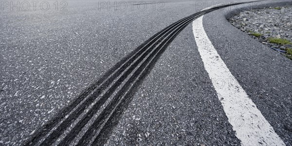 Tire tracks on a road