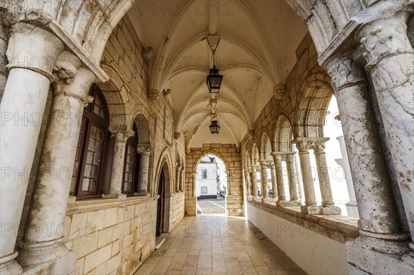 Medieval arcades next to Saint Mary church in Estremoz