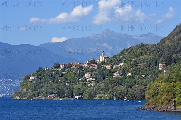 The town Pino sulla Sponda del Lago Maggiore and peak Pizzo di Vogorno