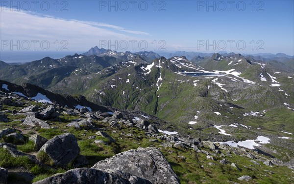 View of mountains and landscape from the top of Rundfjellet
