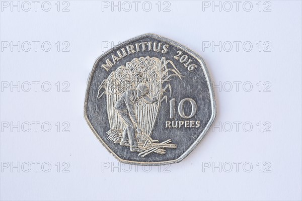 10 rupees coins of the Republic of Mauritius. Beau Bassin Mauritius