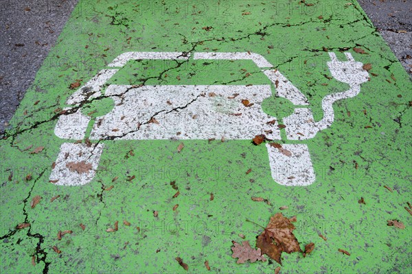 Pictogram at charging station for electric cars in the Werksviertel