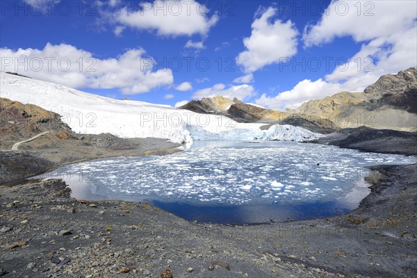 Ice floes in the lake in front of the glacier tongue