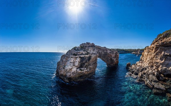 Aerial view rock gate Es Pontas