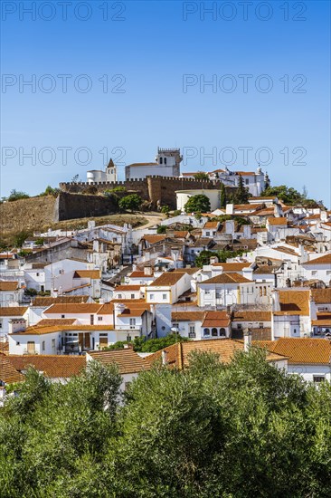 Cityscape of historic town with castle