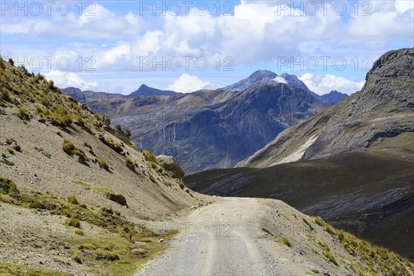 Gravel road in the Andes at 4800 MueM